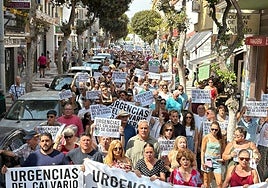 La protesta, en la calle Rafael Quintana Rosado.