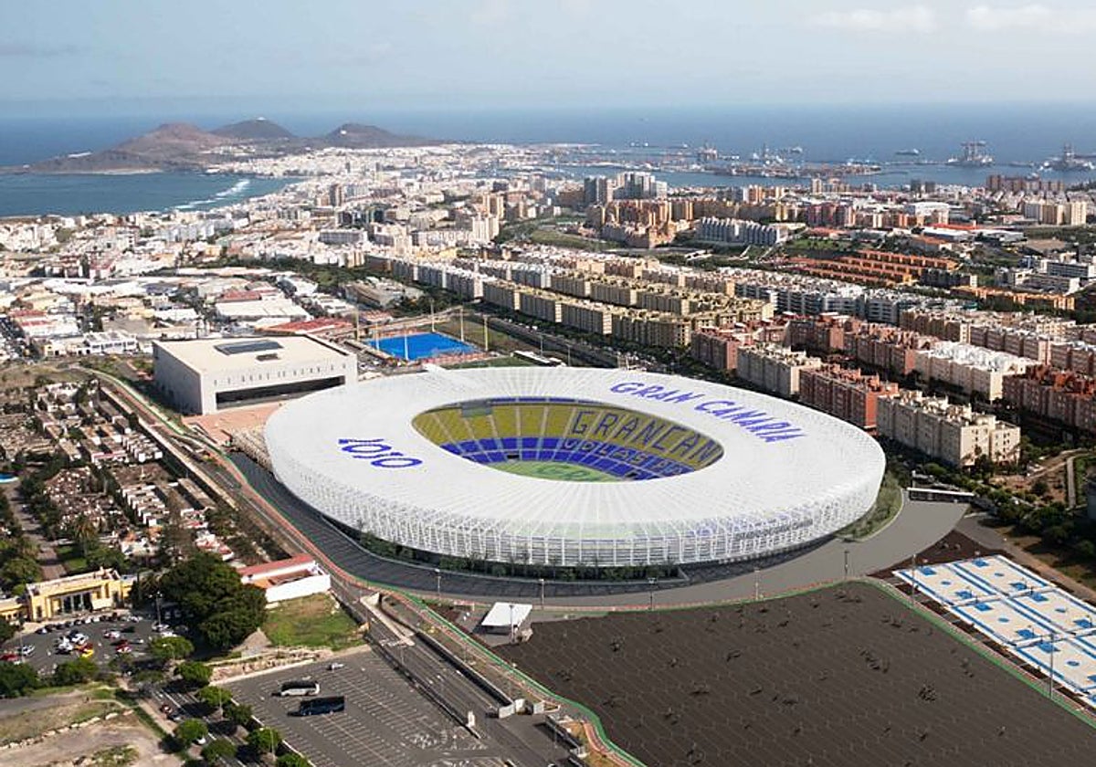 Recreación del Estadio Gran Canaria tras la reforma prevista.