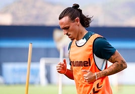 Recio, en un entrenamiento de este verano con la primera plantilla.