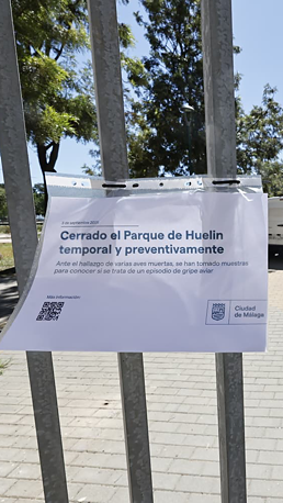 Imagen secundaria 2 - ¿Gripe aviar en Málaga? Cierran el Parque de Huelin tras la muerte de una veintena de aves