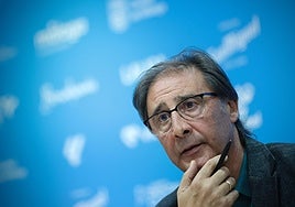 Loren Juarros, en la comparecencia en la sala de prensa de La Rosaleda.