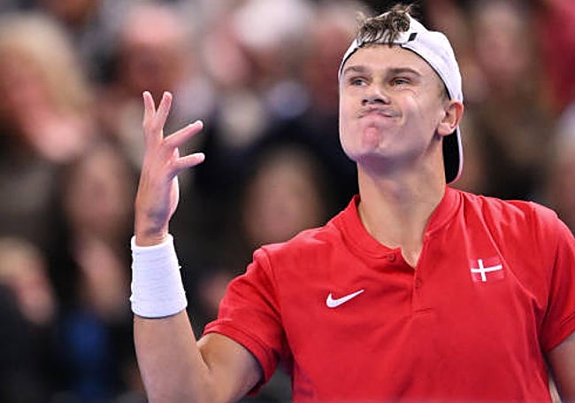 Holger Rune, con Dinamarca en la Copa Davis