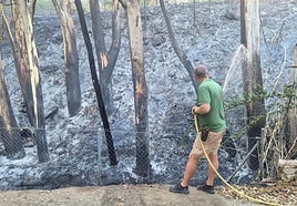 Trabajos de refresco en la zona afectada, esta mañana.