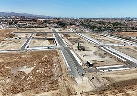 Imagen aérea de las obras de urbanización de Cortijo Merino, ya muy avanzadas.