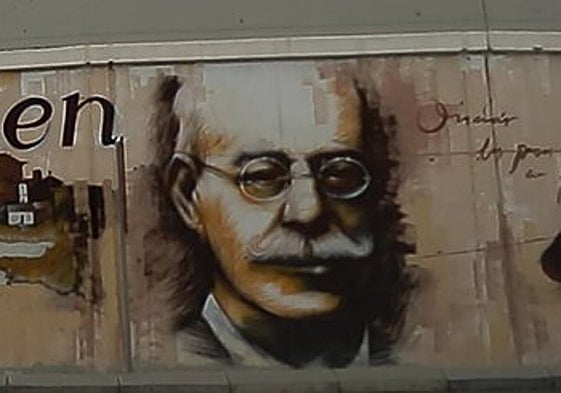 Grafiti del oceanógrafo Odón de Buen, en en la localidad de Zuera, Zaragoza, donde nació.