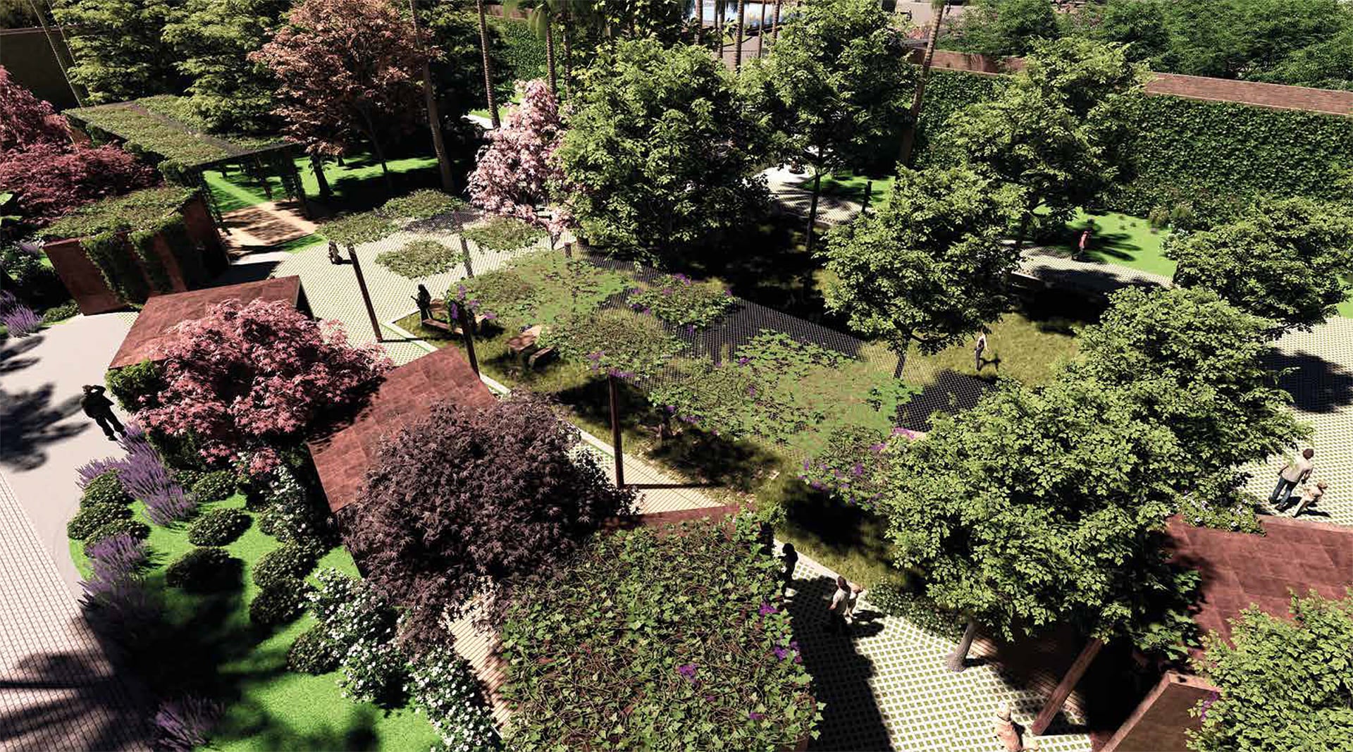 Módulos de interacción social: descanso, exposiciones, huertos urbanos...