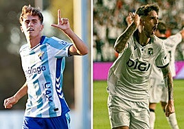 Adrián Niño, delantero del Málaga, y Fer Niño, punta del Burgos.
