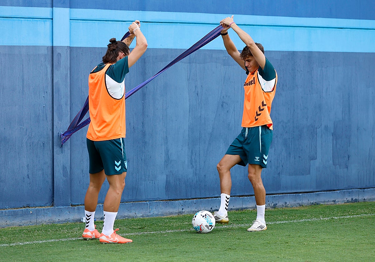 Recio y Niño, durante un entrenamiento reciente.