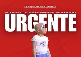 Cartel difundido por la Hermandad de la Crucifixión para buscar un donante para Victoria Esperanza.