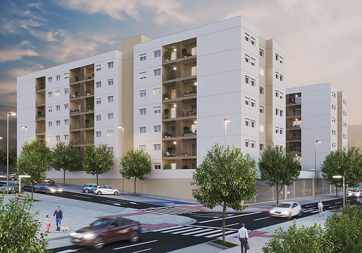 Recreación del proyecto de VPO de Coanfi en Distrito Zeta.