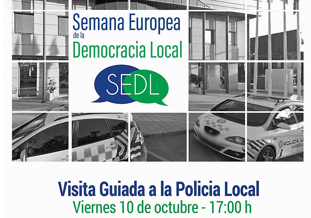 Cartel anunciado de las visitas a la Policía Local de Marbella.