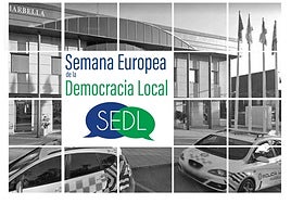 Cartel anunciado de las visitas a la Policía Local de Marbella.