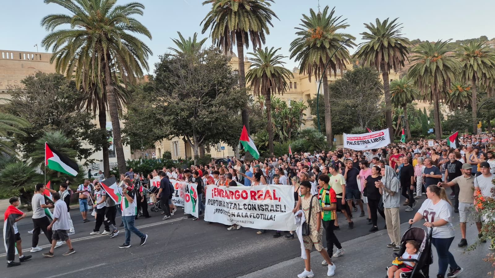La protesta en Málaga por la flotilla de Gaza, en imágenes
