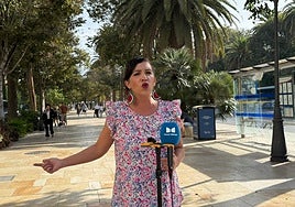 Toni Morillas, durante la rueda de prensa esta mañana a las puertas del Ayuntamiento de Málaga.
