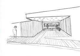 Boceto del proyecto de remodelación de la parada de autobuses de la piscina.