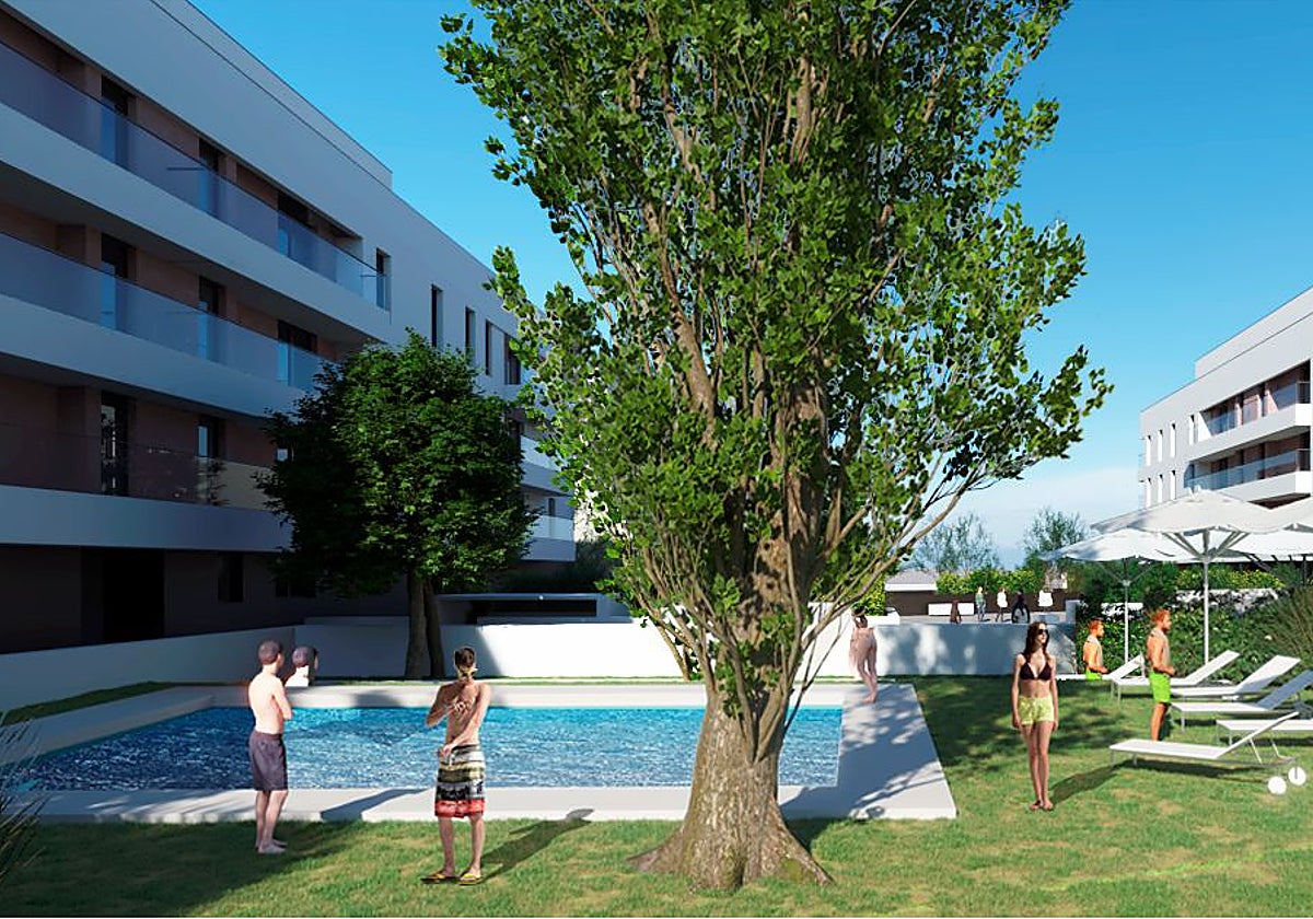 La promoción consta de dos edificios e incluye piscina.