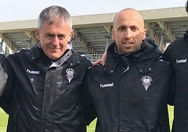 Jesús Cañadas, junto a Lucas Alcaraz en la etapa en el cuerpo técnico del Albacete.