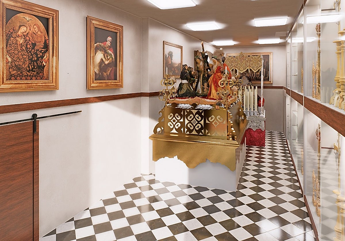 Recreación del salón de tronos, según proyecto del arquitecto Rafael Ozaez.