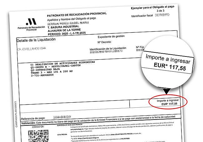 Recibo expedido por el primer trimestre de la tasa de basura.