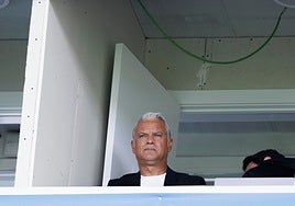 Sergio Pellicer, en el palco desde el que siguió el partido de este domingo en Butarque.