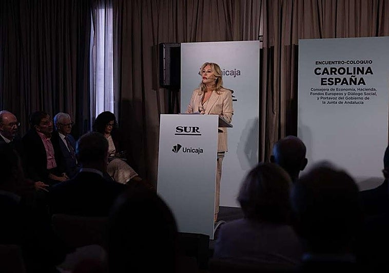 Así ha sido la intervención de Carolina España en el coloquio organizado por SUR