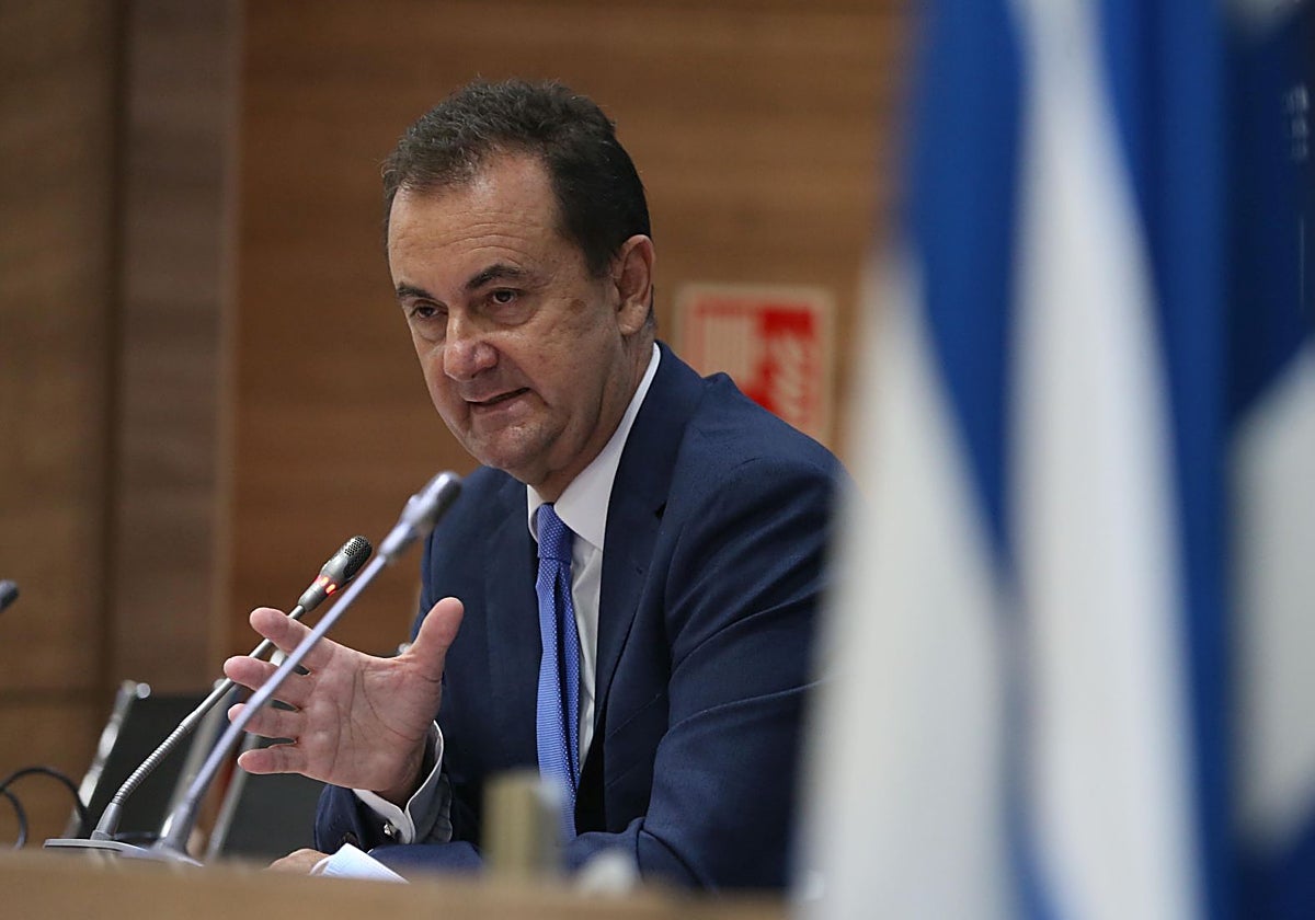 José María Muñoz, en la sala de prensa de La Rosaleda.