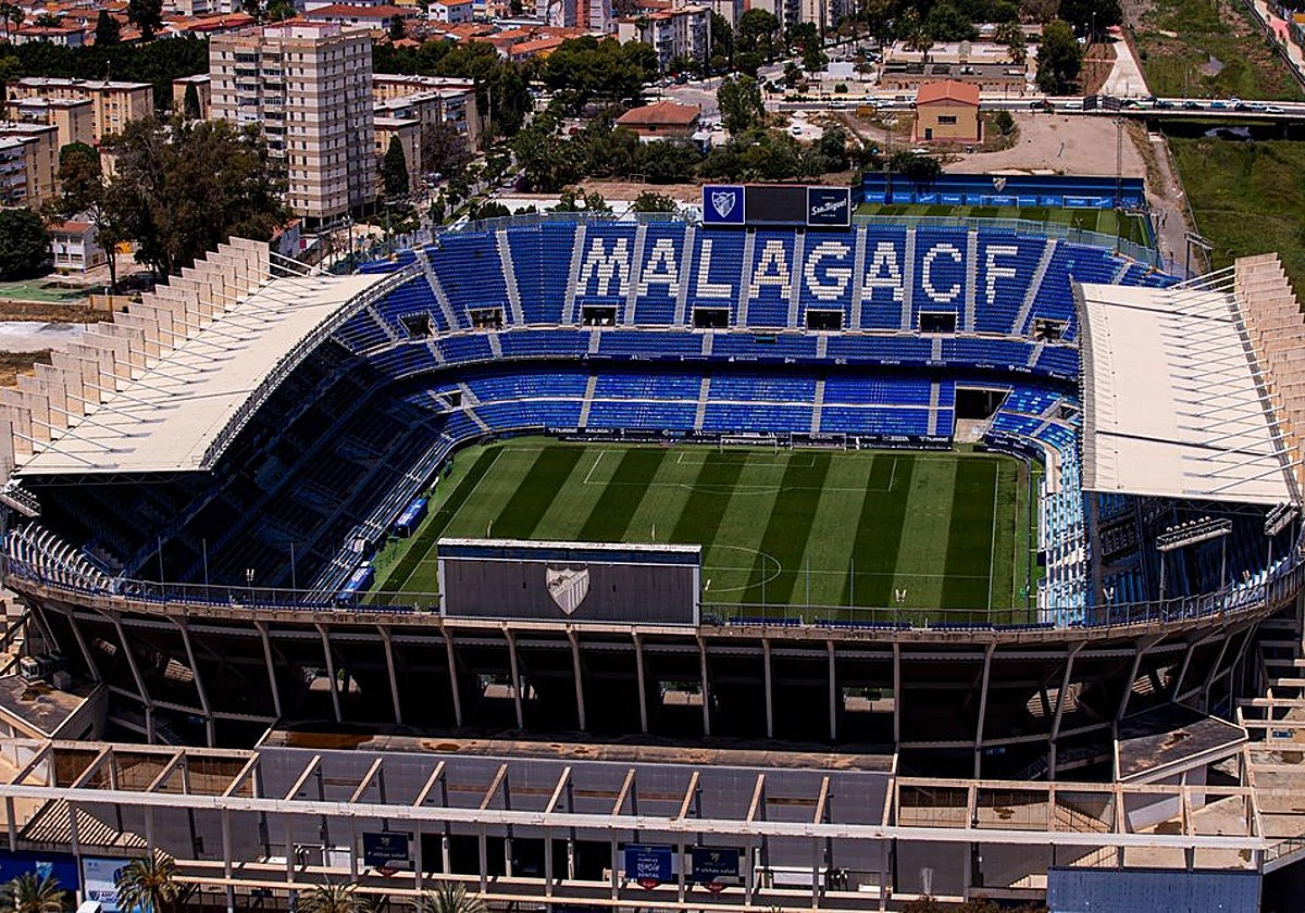 La Rosaleda, desde el aire.