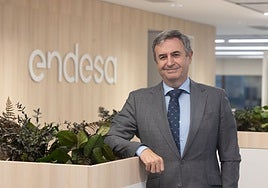 Rafael Sánchez Durán, en la entrada a la sede central de Endesa en Sevilla.