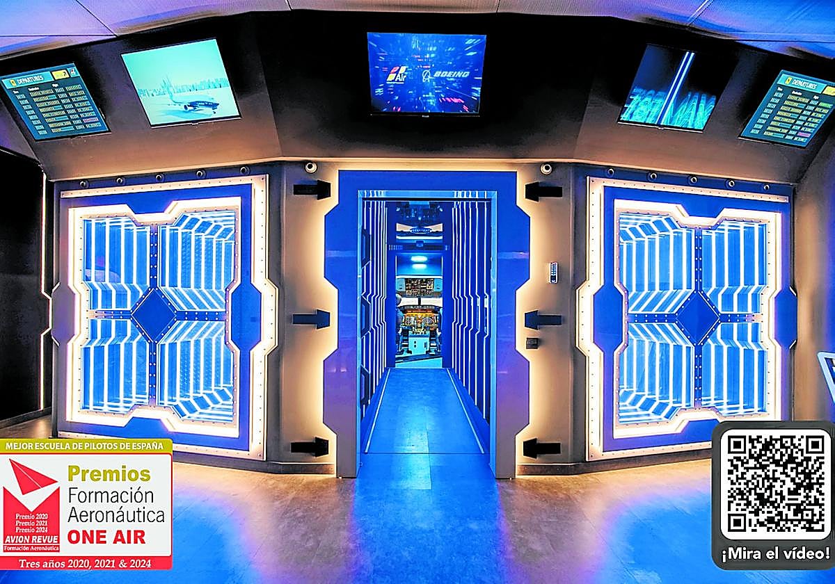Simulador del Boeing 737 MAX en la escuela One Air.