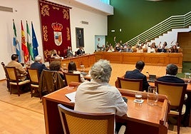 La bancada del PP levanta la mano para aprobar las cuentas del equipo de Gobierno.