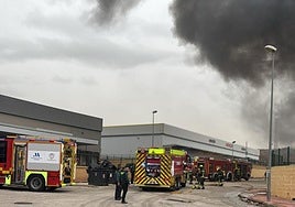 Aparatoso incendio en una nave de cosmética de Casabermeja