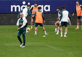 Sergio Pellicer, durante el entrenamiento del viernes en La Rosaleda.