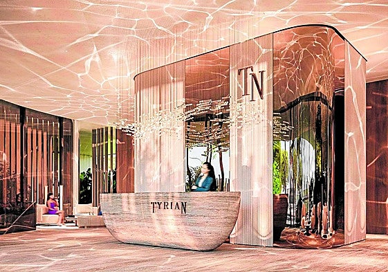 Entrada al residencial Tyrian Residences, una nueva promoción de 'branded residences' en Estepona.