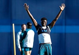 Moussa, sonriente tras su vuelta a los entrenamientos.