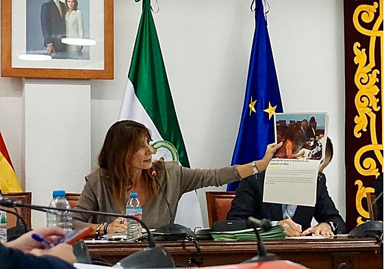 La alcaldesa de Mijas, Ana Mata, durante el debate sobre el hospital en el pleno extraordinario.