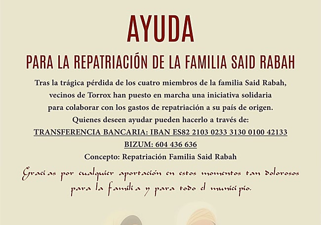 Imagen del cartel que está circulando por las redes sociales para recaudar fondos para la repatriación de los cadáveres.