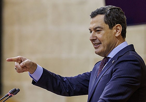 Juanma Moreno, durante un momento de su intervención.