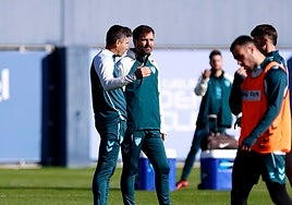 Juan Francisco Funes, junto a Juan Carlos Andrés, en un entrenamiento reciente.