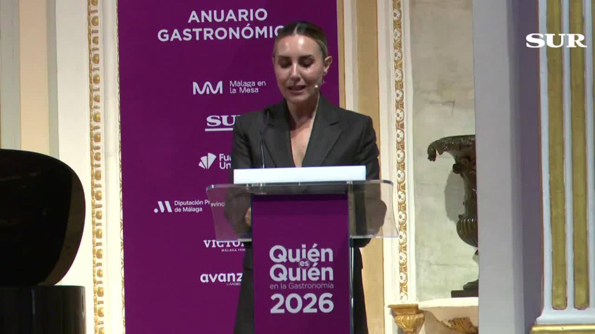 Diego René, chef de Beluga, recoge el Premio Sabor a Málaga, en la gala Quién es Quién en la Gastronomía de Málaga
