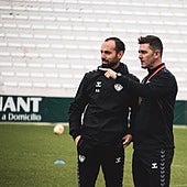 Abraham Paz, en su primer entrenamiento como entrenador del Antequera.