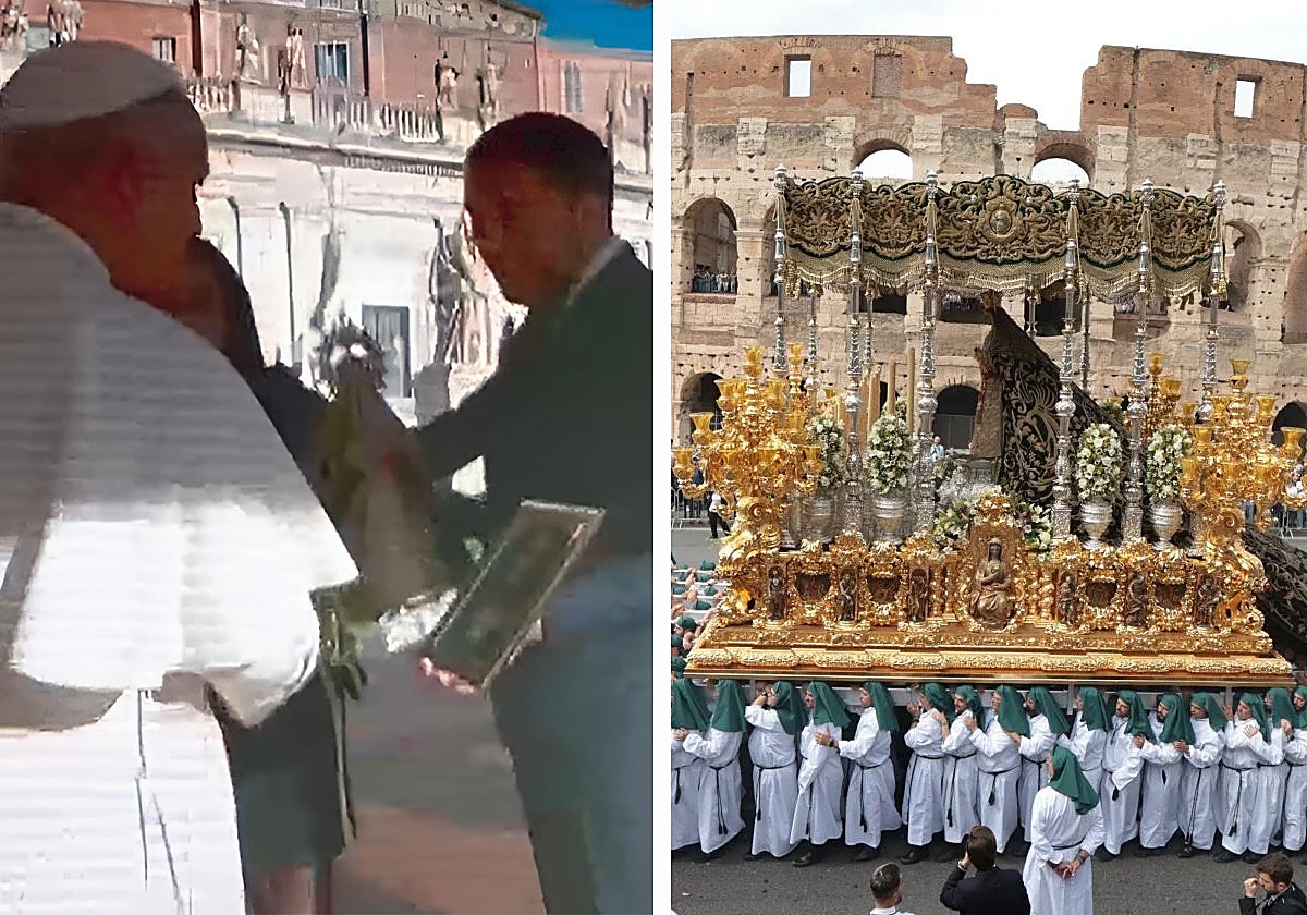 Sergio Morales ha regalado al Pontífice una reproducción de la Dolorosa malagueña.