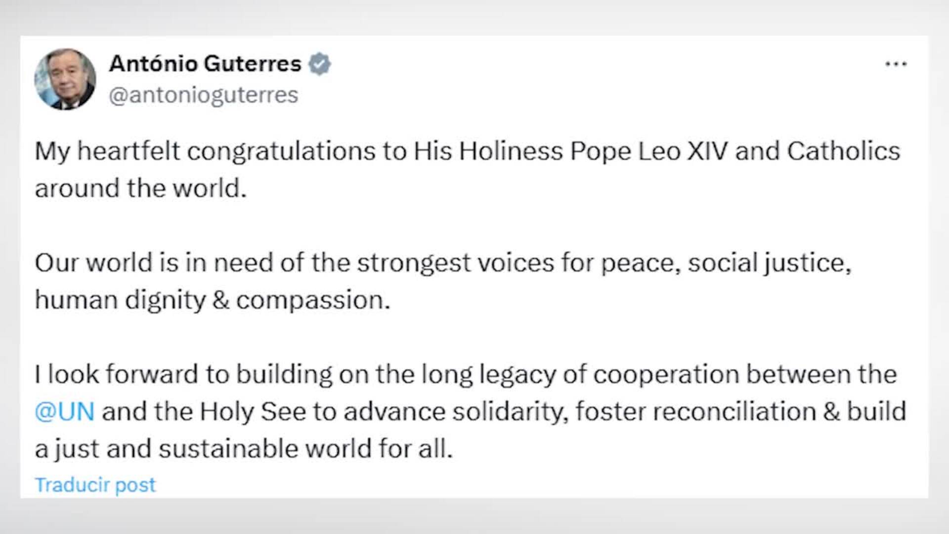 Primeras reacciones al nuevo pontificado del Papa León XIV