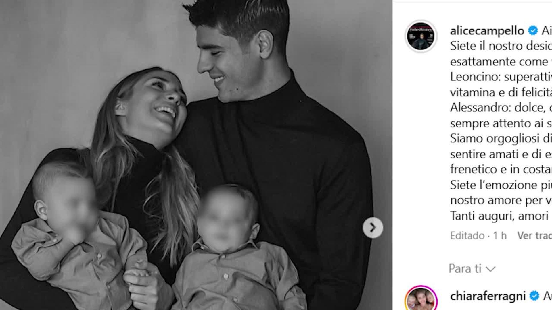 Alice Campello y Álvaro Morata celebran el cumpleaños de sus mellizos