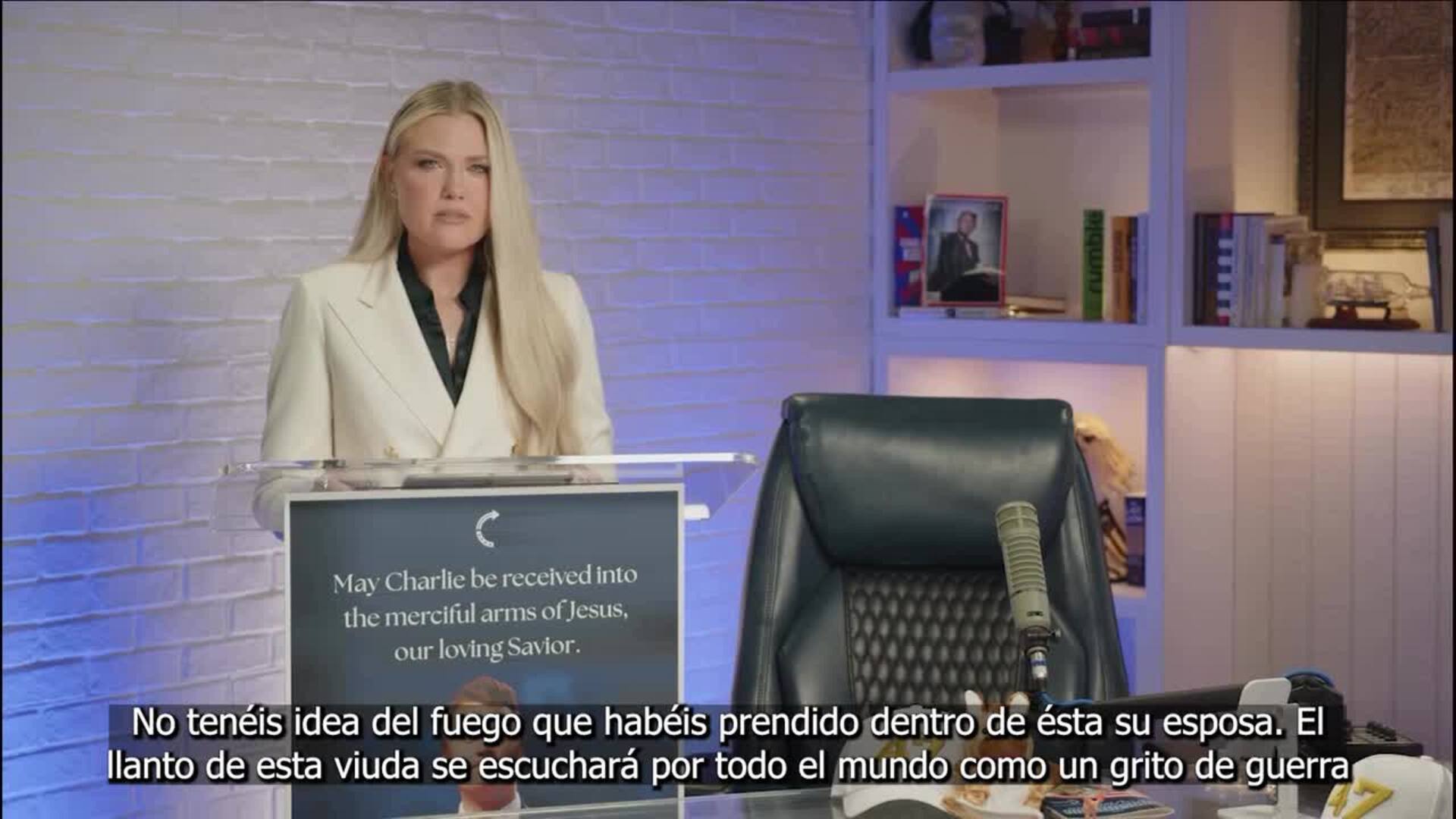 La viuda del comentarista Charlie Kirk advierte del "fuego" que han prendido los "malvados"