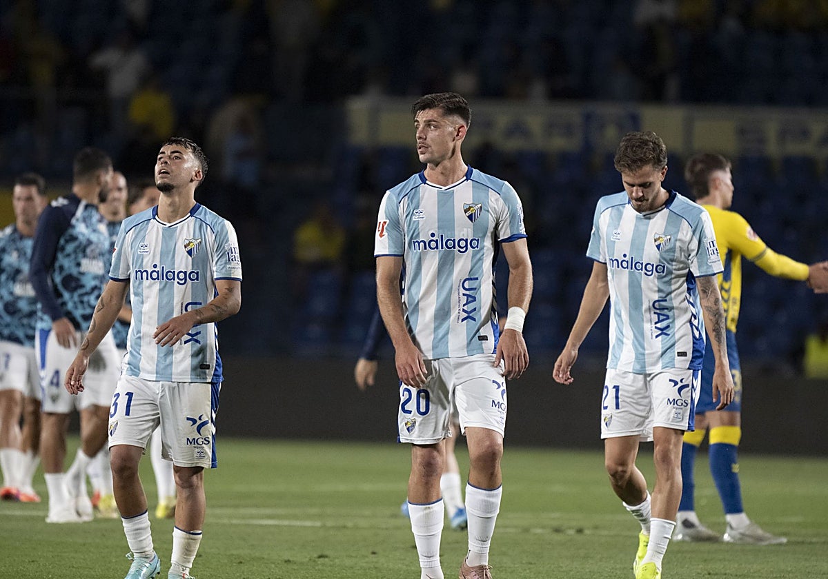 Rafita, Montero y Adrián Niño, tras el partido en Las Palmas de los 'play-off'.