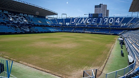 Panorámica del césped de La Rosaleda.