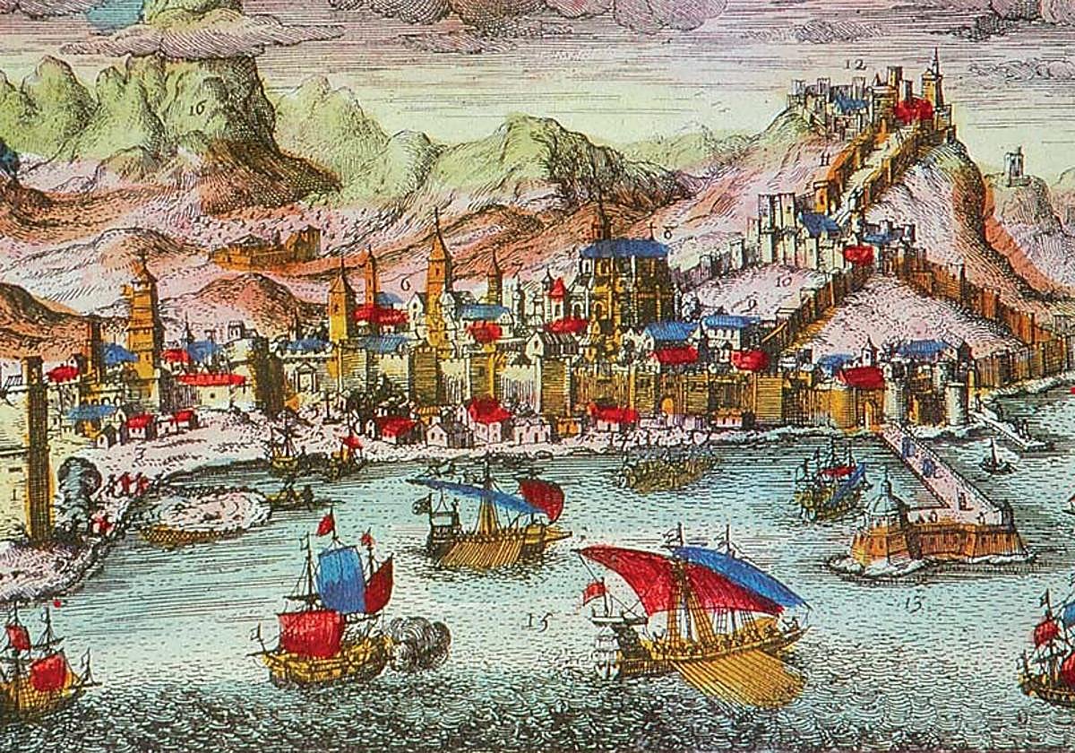 Vista de Málaga hacia 1700, por Jacques Chereau.