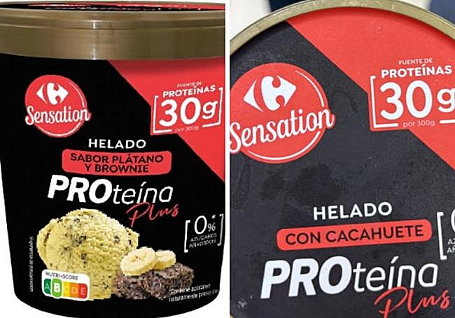 Diferencias entre la etiqueta principal y la tapa del helado.