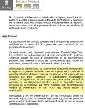 Página 17 de las 'Instrucciones Internas de Contratación de la Empresa Madrid Espacios y Congresos’./ Redacción