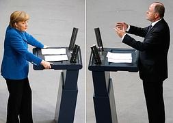 Merkel y el líder de Partido Social Demócrata, Steinbrueck. / Reuters